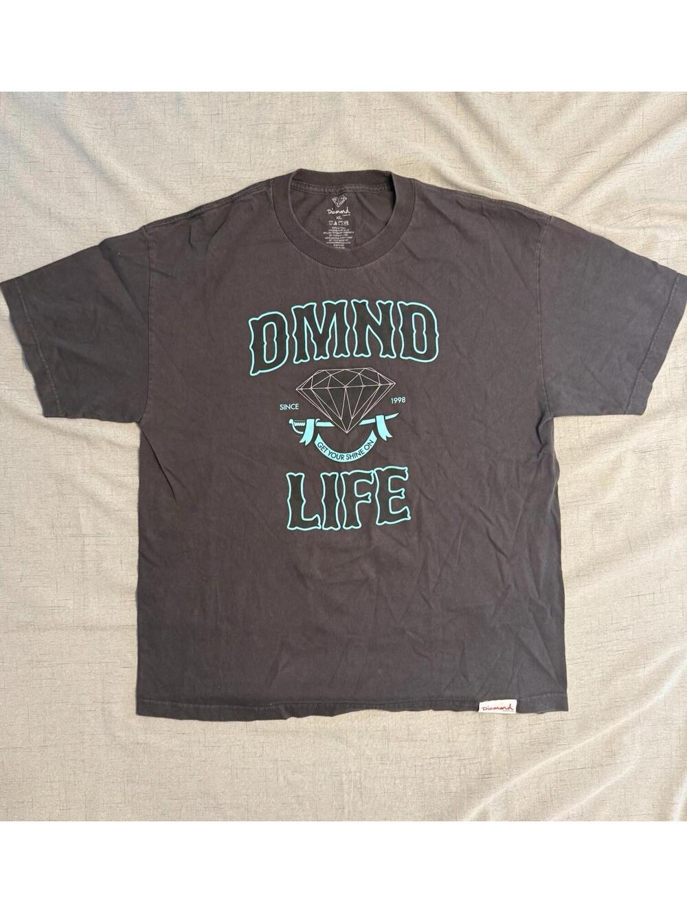 Diamond Supply Co T-Shirt Mens X-Large Black Logo Crew Neck Shine On Life